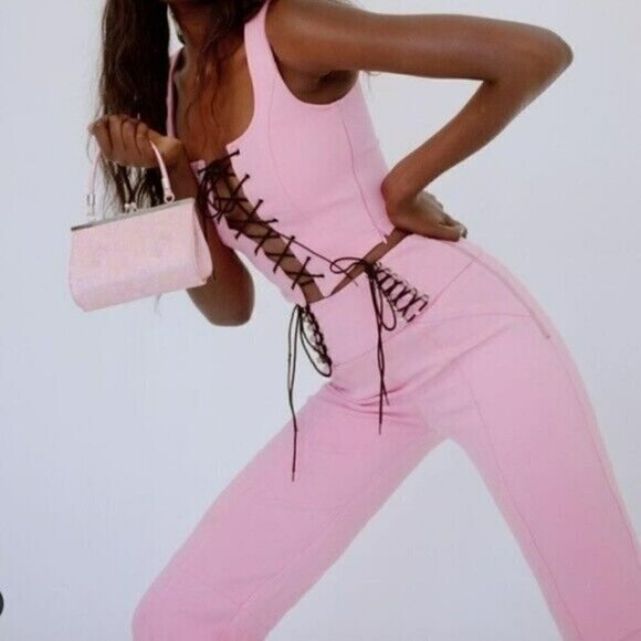 Dolls Kill I.AM.GIA  Carolina Pink Lace Up Pants Women's Sz XS - Picture 10 of 10